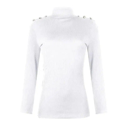 LOVEMI - Lovemi - Button Solid Color Turtleneck Bottoming Shirt Top