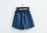 Calyx elastic waist denim shorts female summer high waist-11