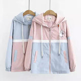 LOVEMI - Lovemi - Cartoon Rabbit Embroidered Zipper Jacket