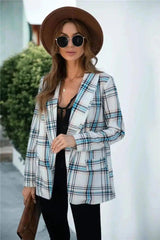 LOVEMI - Lovemi - Chic Plaid Blazer with Lace Detail