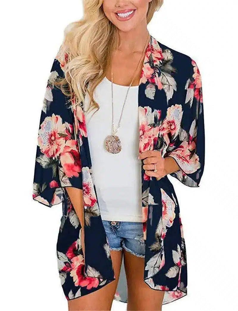 LOVEMI - Lovemi - Chiffon Printed Cardigan Sunscreen Long Kimono