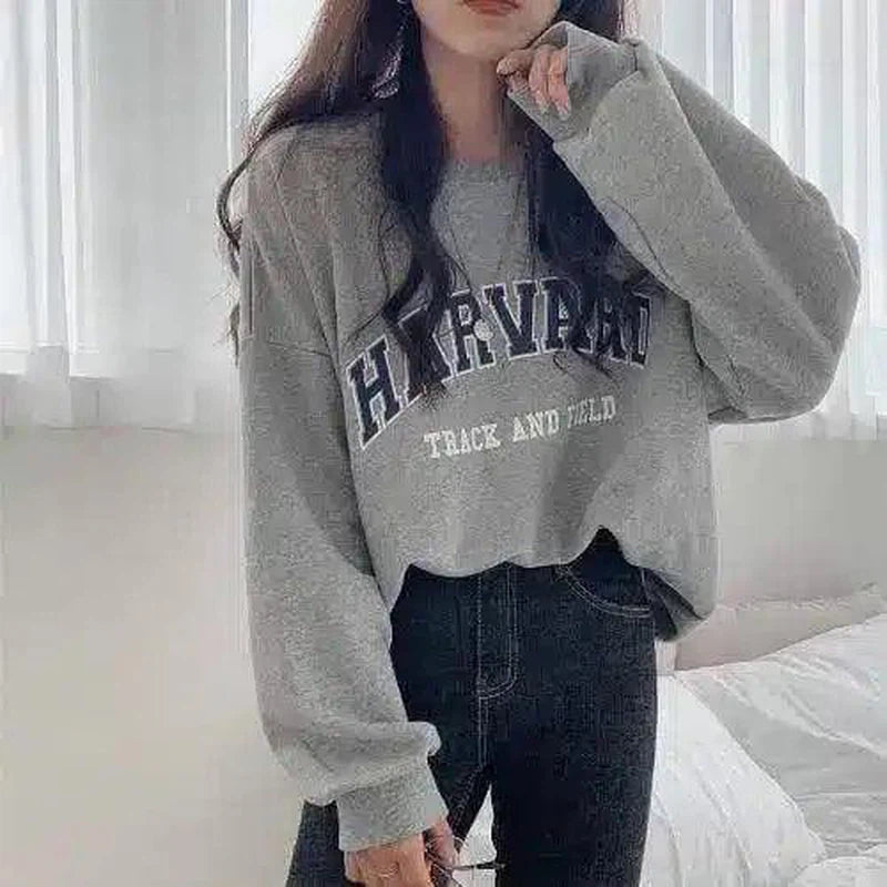 LOVEMI - Lovemi - College Style Letter Print Loose Round Neck