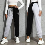 Contrasting Color Drawstring Sweatpants-1