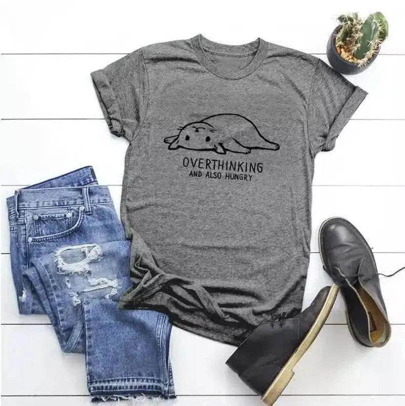 Funny Slogan Casual T-Shirt Unisex-Gray-2