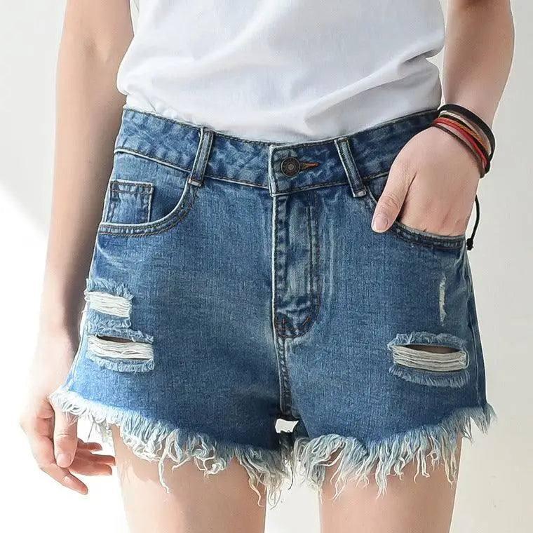 Cutoff Denim Shorts For Women-1