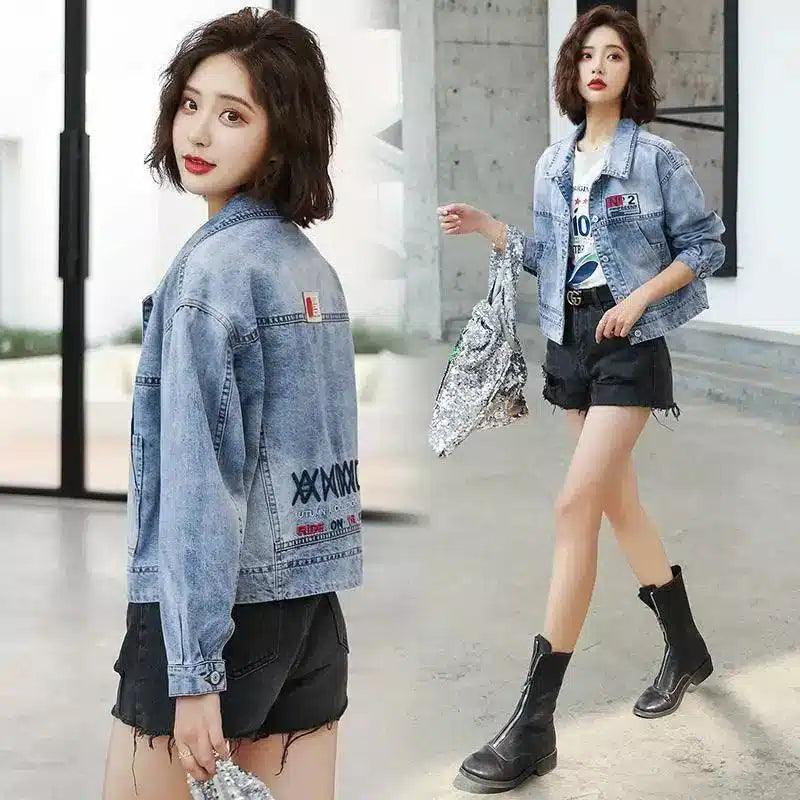 Womens Casual Denim Jacket-Blue-1