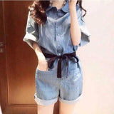 Denim Short Sleeve Jumpsuit-1