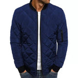 Diamond Stitched Small Padded Jacket-navy blue-5