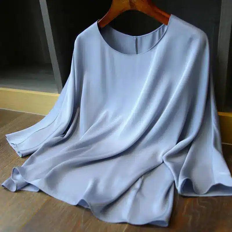 Elegant Women's 3/4 Sleeve Blouse-Sky Blue-4