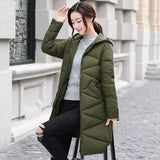 Down Padded Jacket Plus Size Thickening Slim Mid-length-Army Green-2