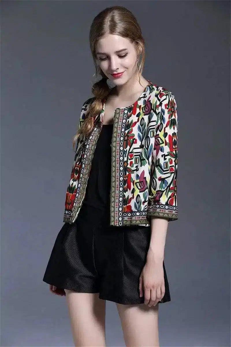 LOVEMI - Lovemi - Embroidered ethnic print coat