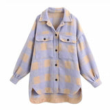 Plaid Wool Blend Overshirt Jackets-Light Blue-5