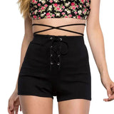 Eyelet straps slim shorts-1