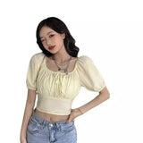 Puff Sleeve Crop Top for Women-1