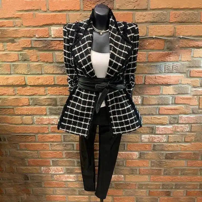 Fashion Small Fragrant Long-sleeved Tweed Plaid Small Suit-1