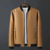 LOVEMI - Lovemi - Fashion Trend Stand Collar Long Sleeve Leather