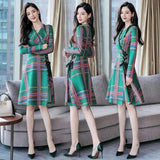 LOVEMI - Lovemi - Fashion trend stitching temperament Plaid cardigan