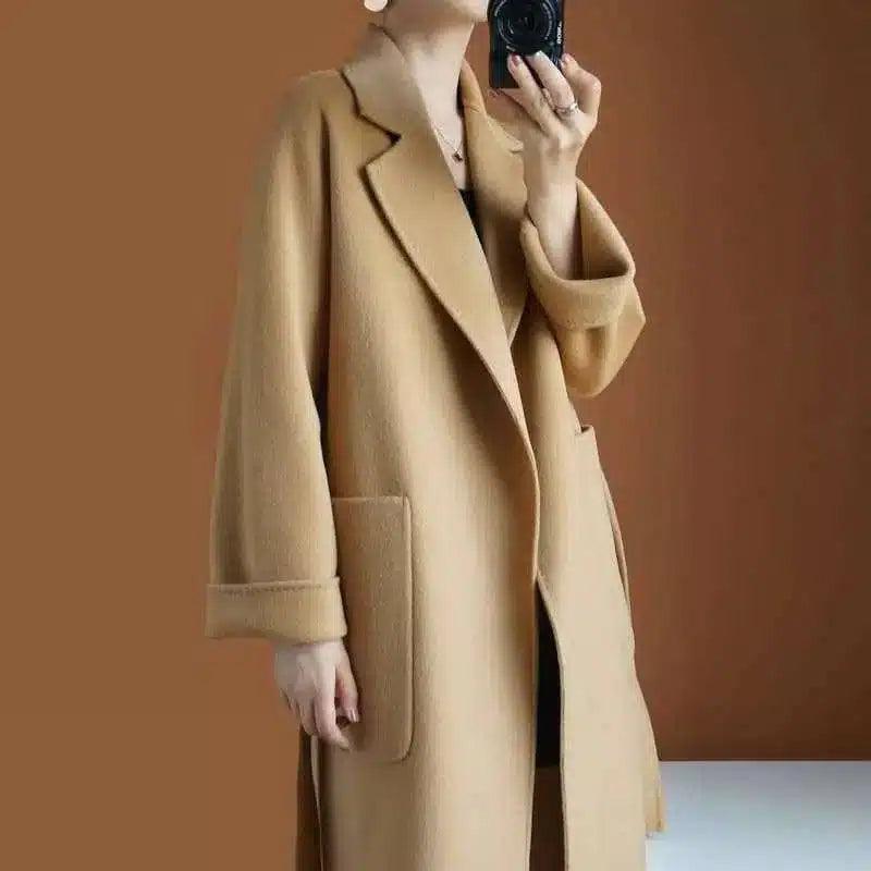 Fashionable loose and thin woolen overcoat-1