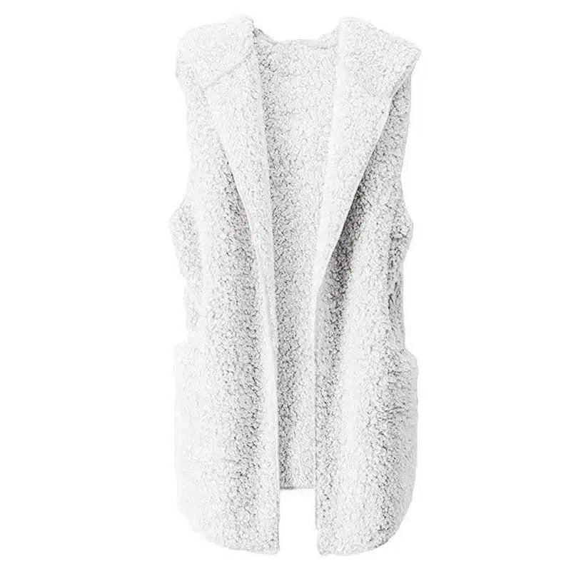 Fleece plush vest-White-2