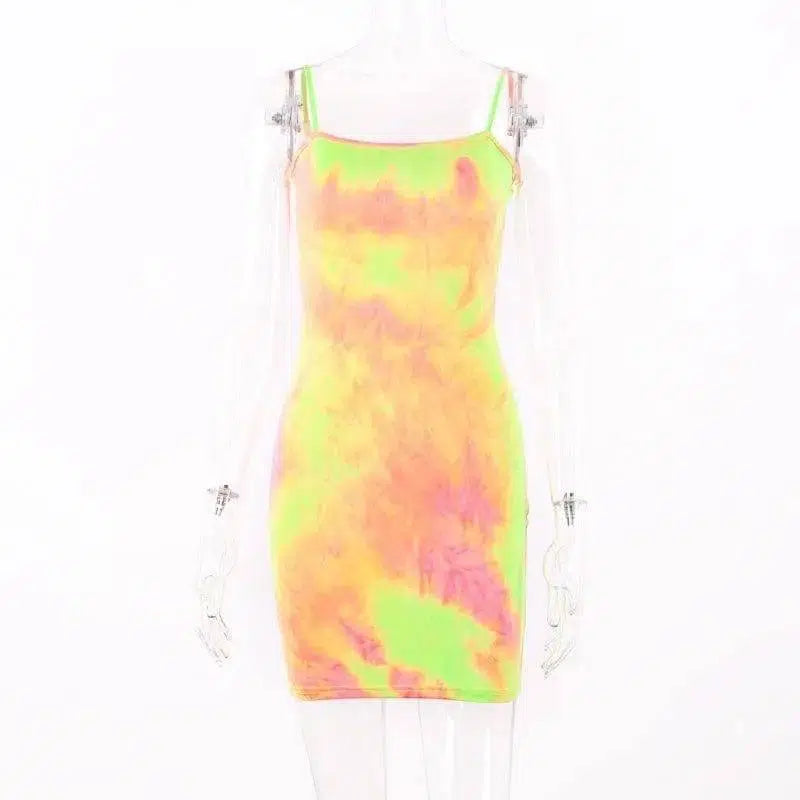 Fluorescent Camouflage Sling Dress-10