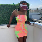 Fluorescent Camouflage Sling Dress-5