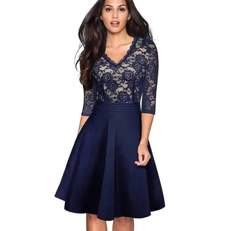 LOVEMI - Lovemi - Fond Paradise V-neck Lace Dress