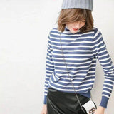 Warm Striped Turtleneck Sweater-White blue-5