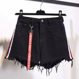 High waist denim shorts female summer dress fat mm loose 200-Black-8