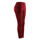 Hip pocket yoga pants-Wine red-6