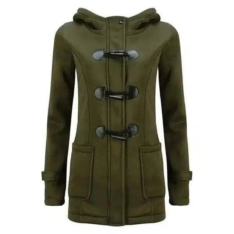 Hooded Fleece-Lined Toggle Coat-Green-3