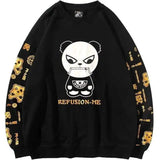 LOVEMI - Lovemi - Hot Stamped Round Neck Panda Print Sweatshirt