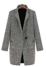 Houndstooth coat trench coat in the long section-Picture color-2