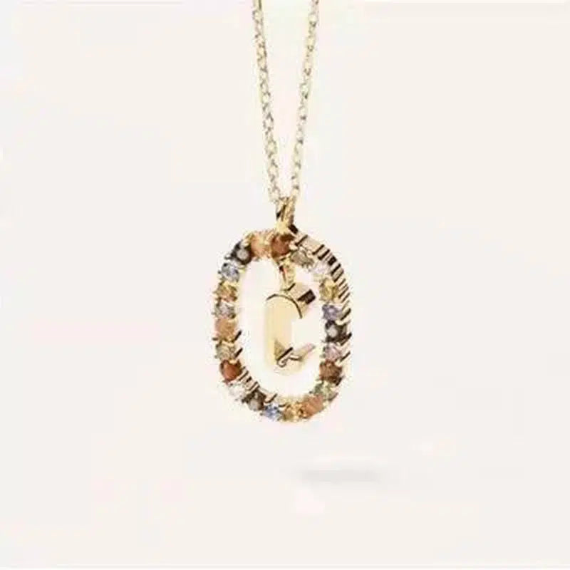 Initial 'A - Z' Crystal Pendant Necklace Gold-Tone-3