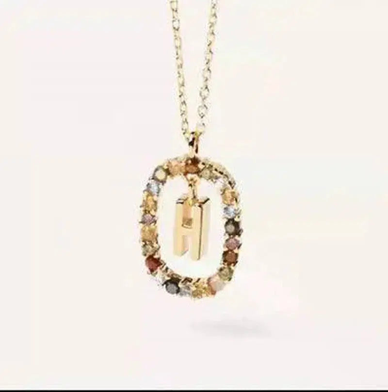 Initial 'A - Z' Crystal Pendant Necklace Gold-Tone-8