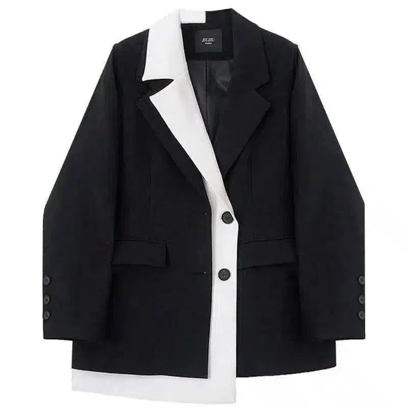 Women's Contrast Lapel Blazer-1