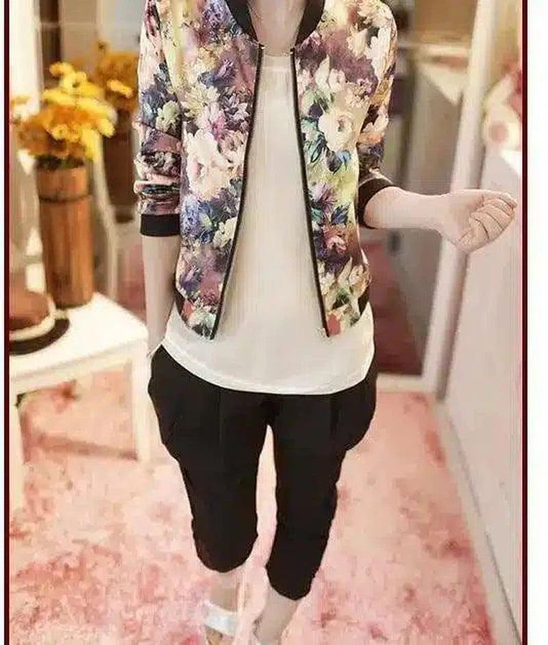 LOVEMI - Lovemi - Jacket Trendy Wild Floral Zipper Stand Collar Long