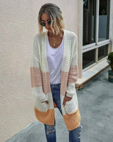 LOVEMI - Lovemi - Knit long cardigan contrast color coat