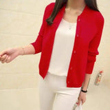 Women's Classic Button-Up Cardigan-Red-1