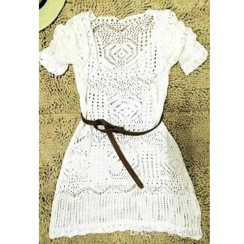 Knitted Hollow-out Beach Dress-8