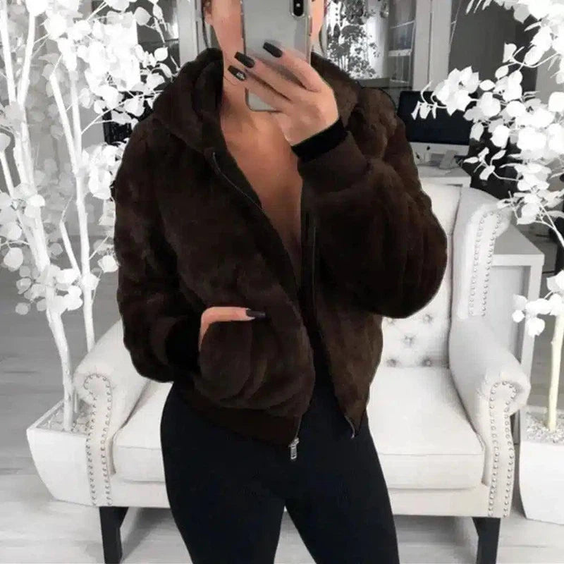 Ladies fur coat-Deep coffee-5