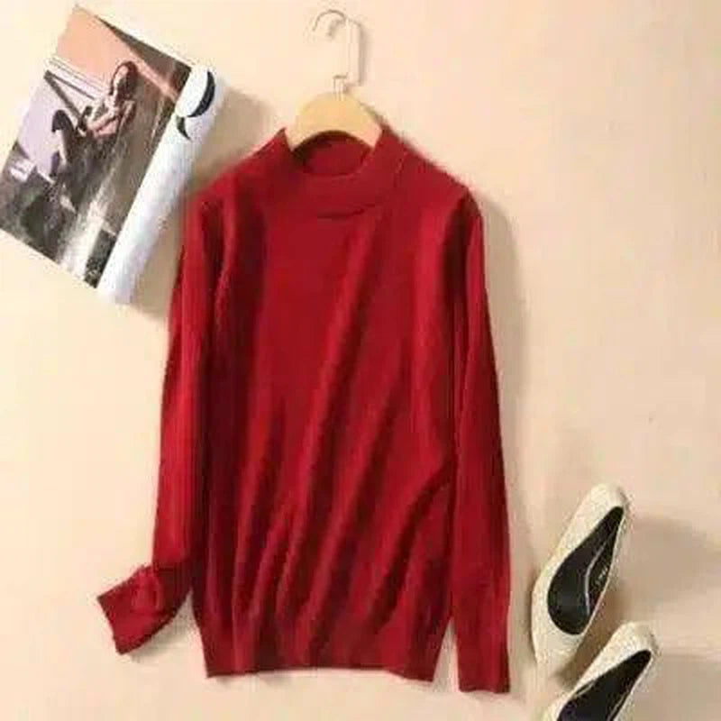 LOVEMI - Lovemi - Ladies Half High Neck Knitted Bottoming Shirt