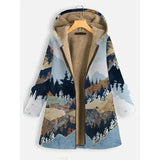 LOVEMI - Lovemi - Landscape print long sleeve hooded zipper coat