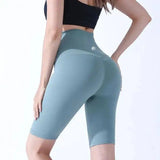 Leggings Women's Tight-fitting Yoga Clothes Barbie Riding-Lotus mist blue-4