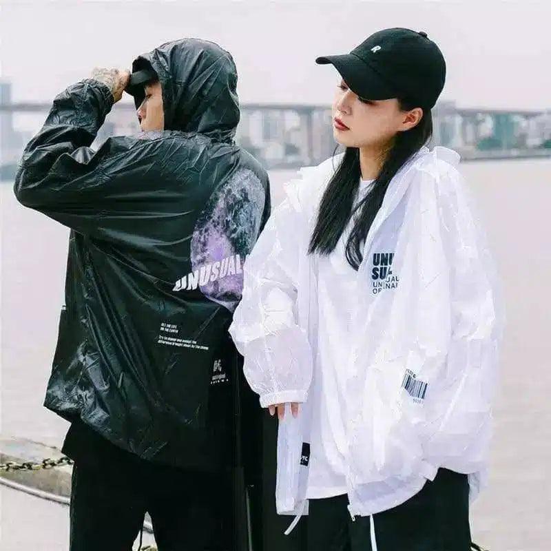 LOVEMI - Lovemi - Letter jacket black and white couple windbreaker