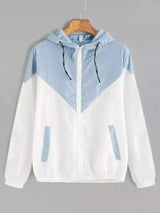 Hooded Zip-Up Windbreaker with Pockets-S-6