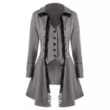 Victorian-Inspired Tailcoat Jacket for Women-Grey-4