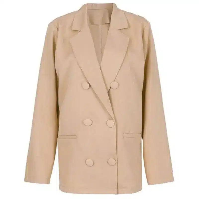 Double-Breasted Women's Jacket with Notch Lapel-1