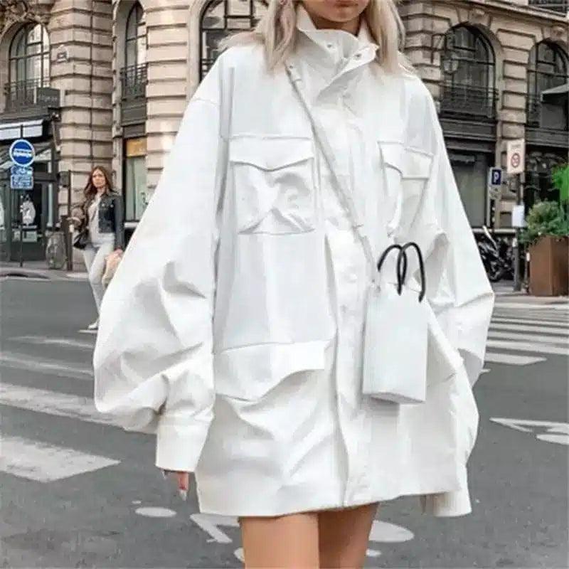 LOVEMI - Lovemi - Loose skinny puff sleeve trench coat