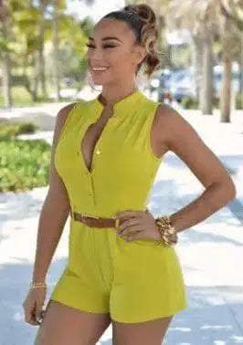 Loose Slim Casual Jumpsuit-Yellow-87