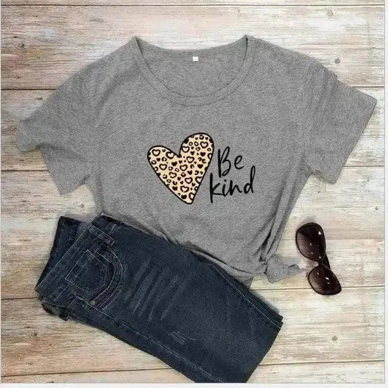 Women's Inspirational Graphic Tee with Heart Design-Dark gray-4